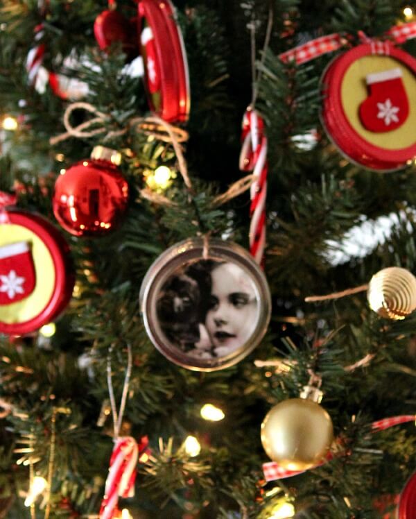 In The Vintage Children Themed Tree, a view of my tree with vintage image ornaments of children and other ornaments