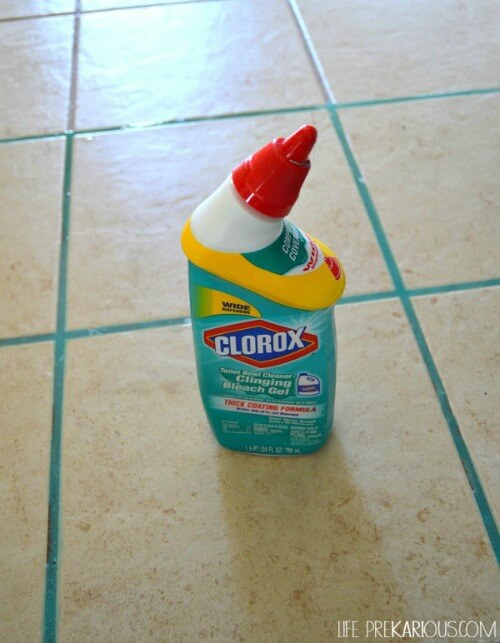 Clorox container sitting on tile floors