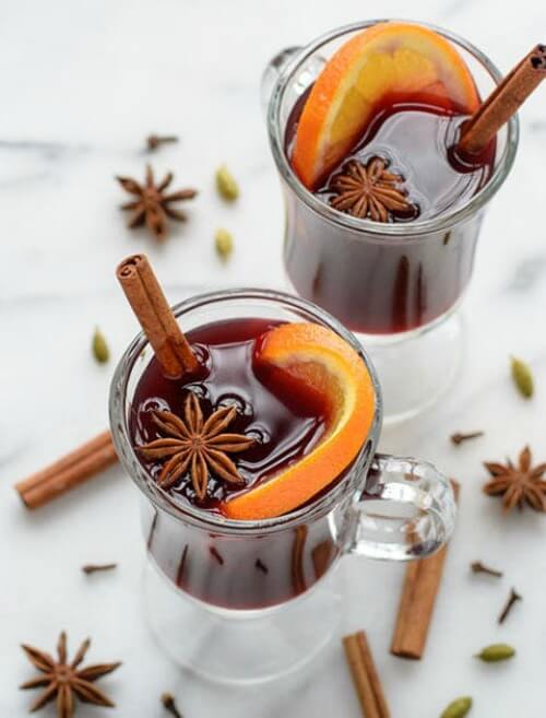 mulled wine with a slice of orange