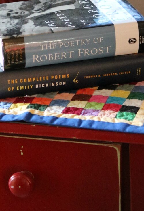 Poetry books on table