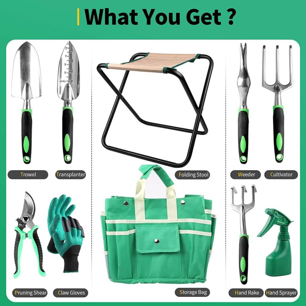 The various things you get with these garden tools.
