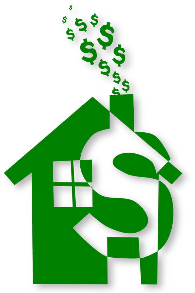 Graphic of dollar signs on top of a house
