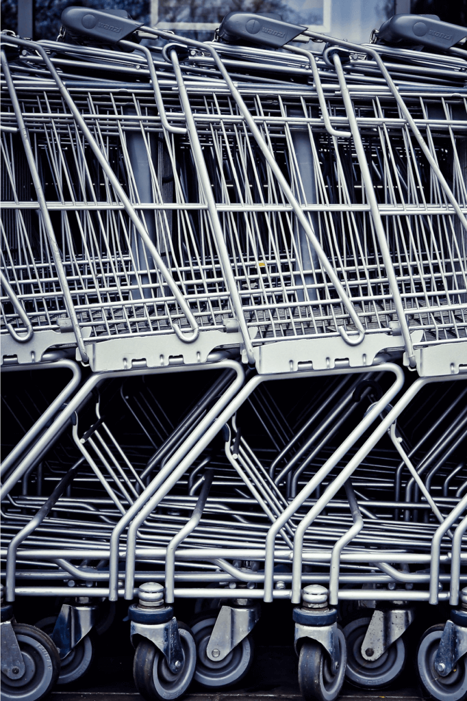 Shopping carts in front of store