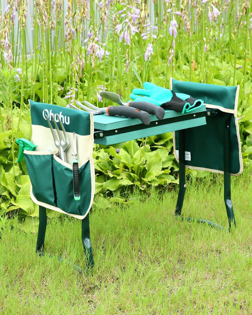 10 gifts for gardeners under $50 shows a green kneeler for comfort 