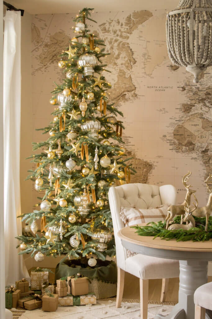 In New & Notable Mentions #15 a mercury glass and gold Christmas tree