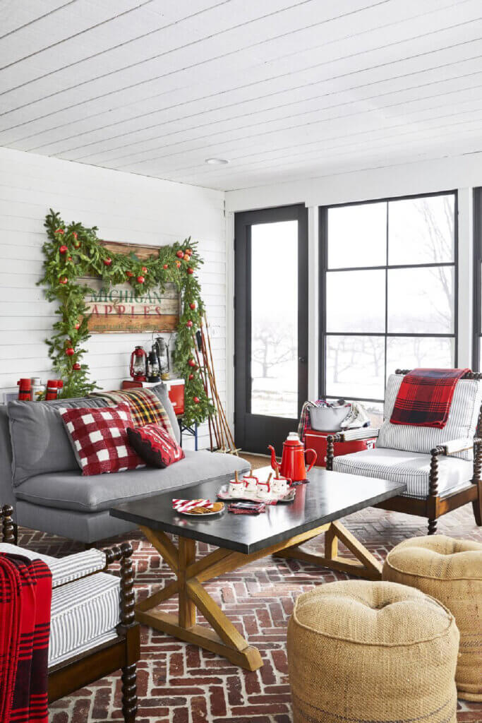 Decorating A Michigan Farmhouse For Christmas means holiday decor in the living spaces
