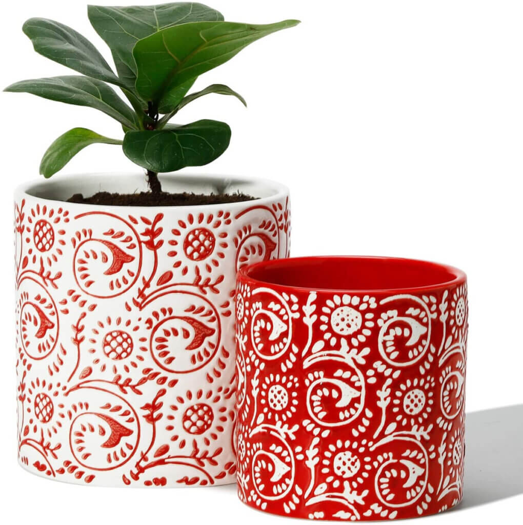 In favorite things I've purchased in 2021 I adore these red and white plant pots