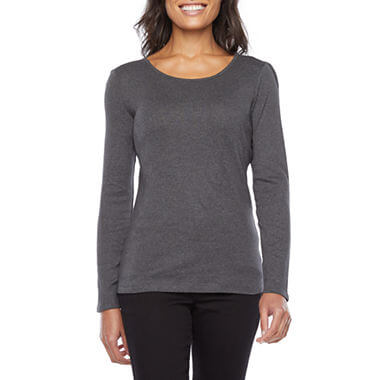 Dark gray long-sleeved women's t-shirt