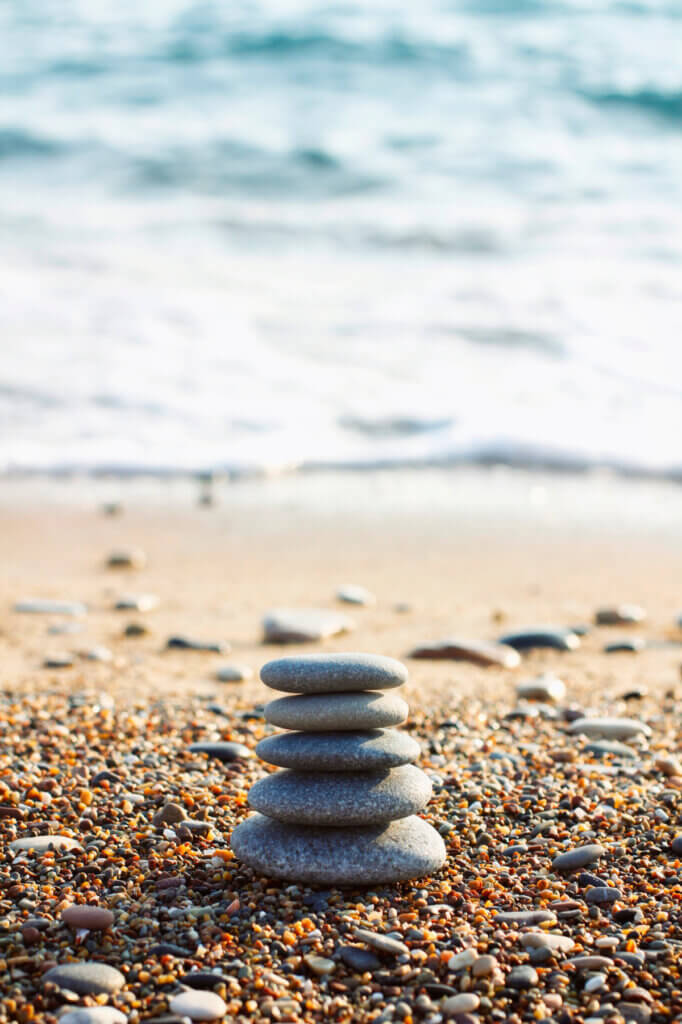 Rocks stacked together on the beach