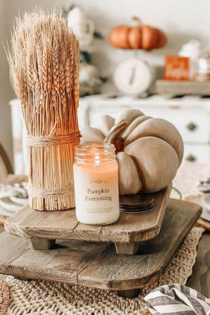 In 10 Fall Decor Ideas For Your Home, a rustic fall table 