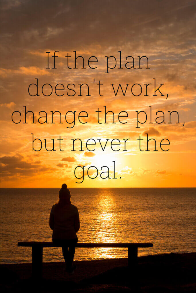 In How To Set Personal Goals, a quote about change the plan and not the goal