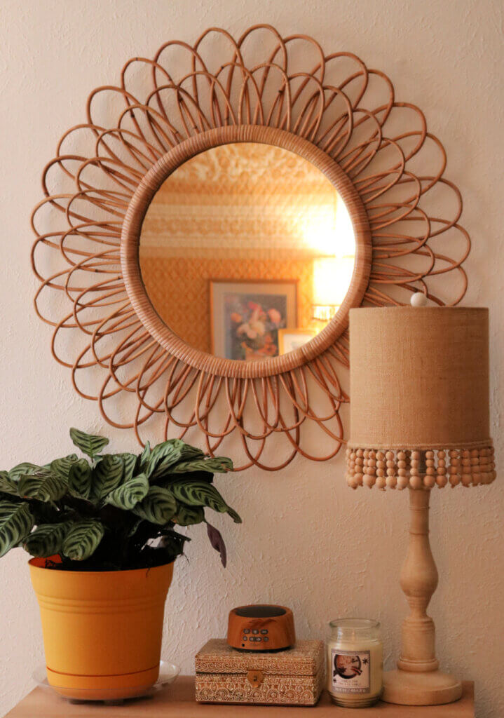 In One Month In My Apartment & The Power Was Out, here is where I put the boho mirror I love so much