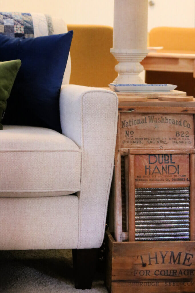In What To Do With That darned Mirror, I also show two vintage washboards next to my couch.