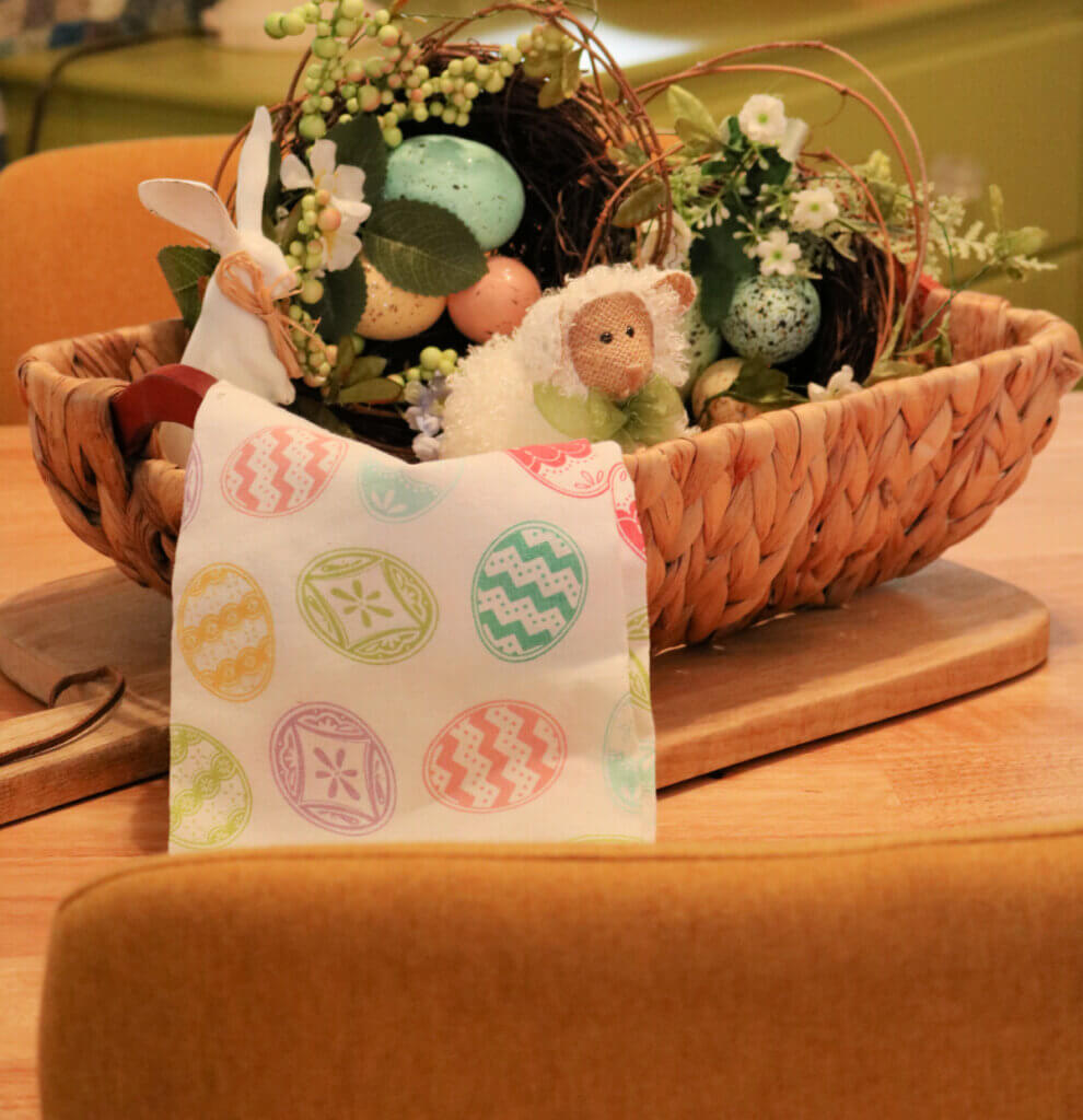 In Easter/Spring Table Centerpieces To Create, I put together this vignette with a few bits of Easter decor.