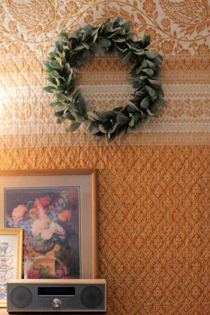 In A Lamb's Ear Wreath & What I'm Reading, here is a close-up of the wreath