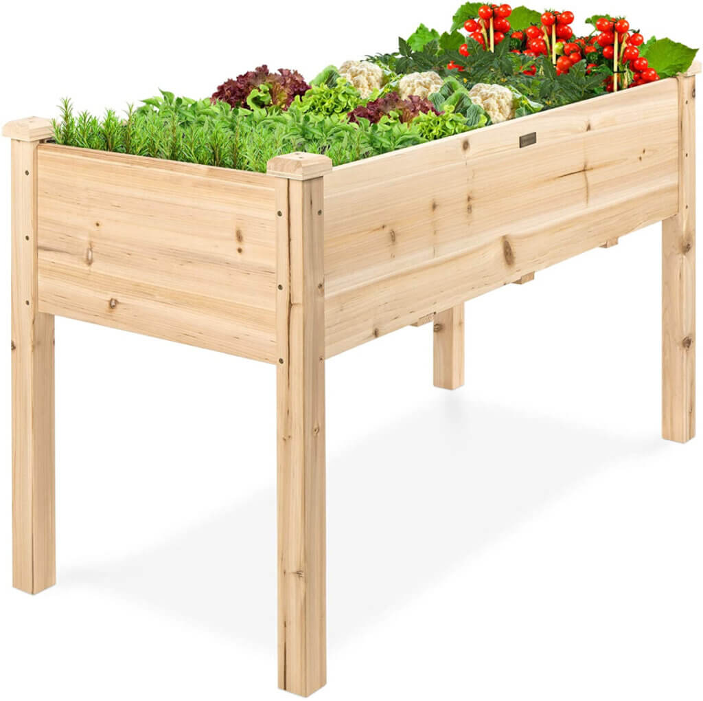 A raised garden bed like this one would make gardening easier for someone who is disabled.
