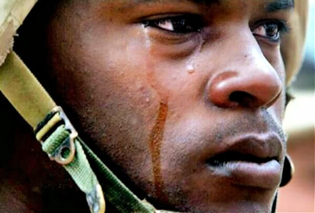 In Why Are We Failing Our Veterans, a soldier stoically cries.