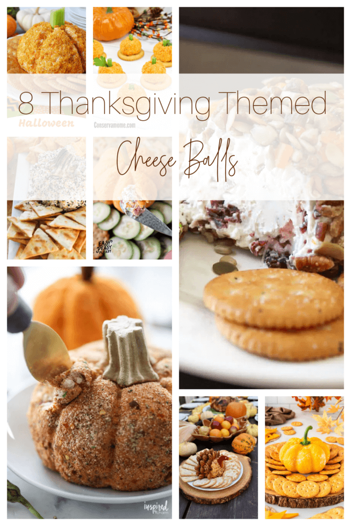 In 8 Thanksgiving Themed Cheese Ball Recipes, this is the graphic I made featuring each cheese ball