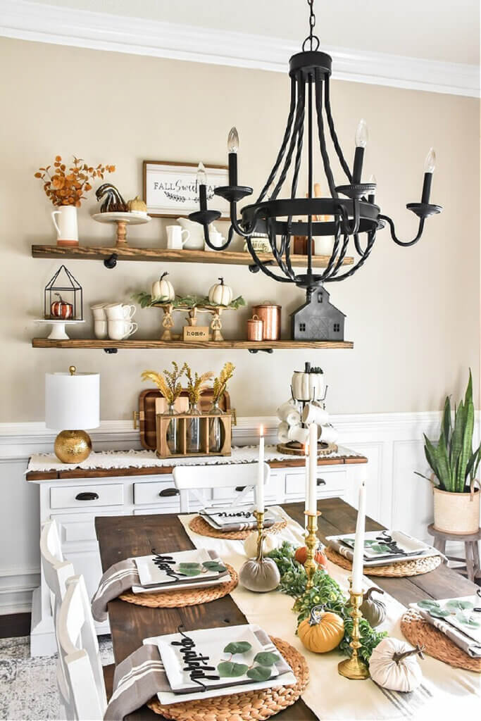 In Thanksgiving Table Inspiration For 2022, this blogger set a beautiful table in her farmhouse dining room.