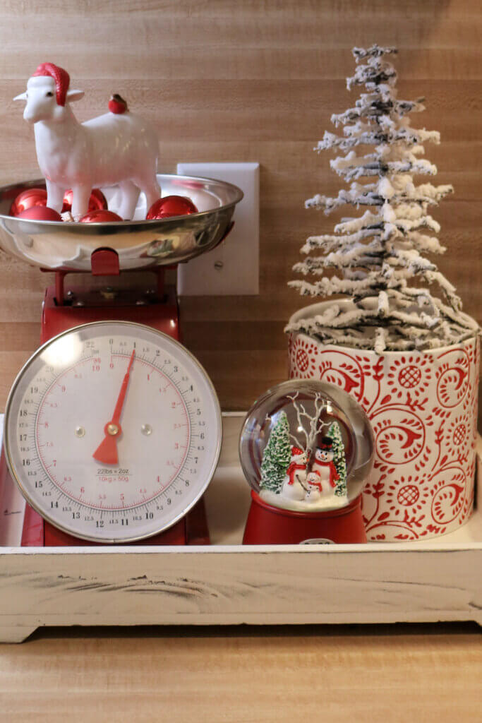 In the Christmas kitchen, my favorite spot I decorated for Christmas 2022 is my red and white kitchen.