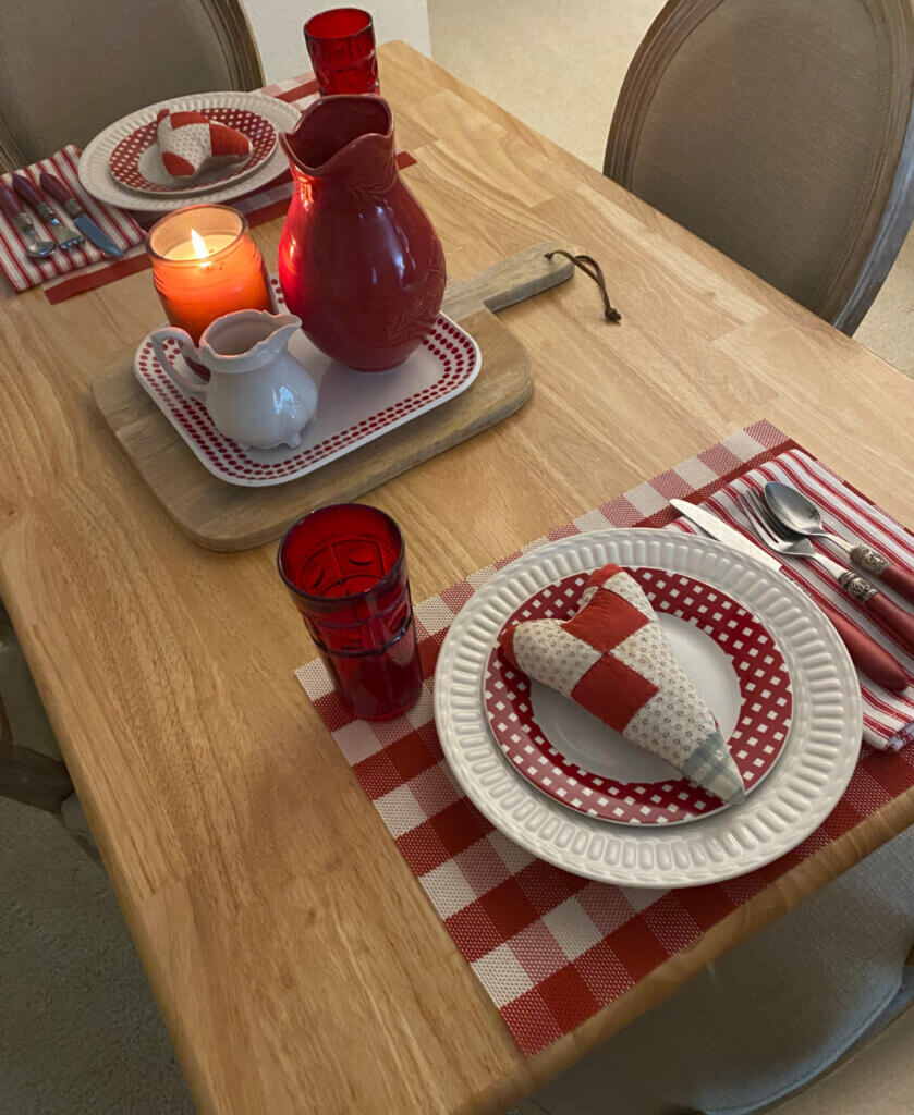 An overall look at my Valentine's Day tablescape