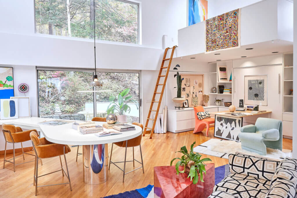 In A Collector's Colorful New York Home, this home has the feel of a tree house  
