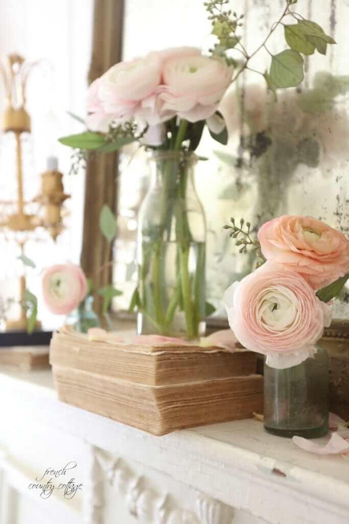 Gorgeous blooms for a blushing beauty spring mantel