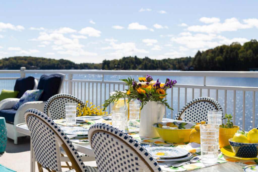 In A Lakeside Property Named Jubilee, this is the dock where they dine and enjoy the water.
