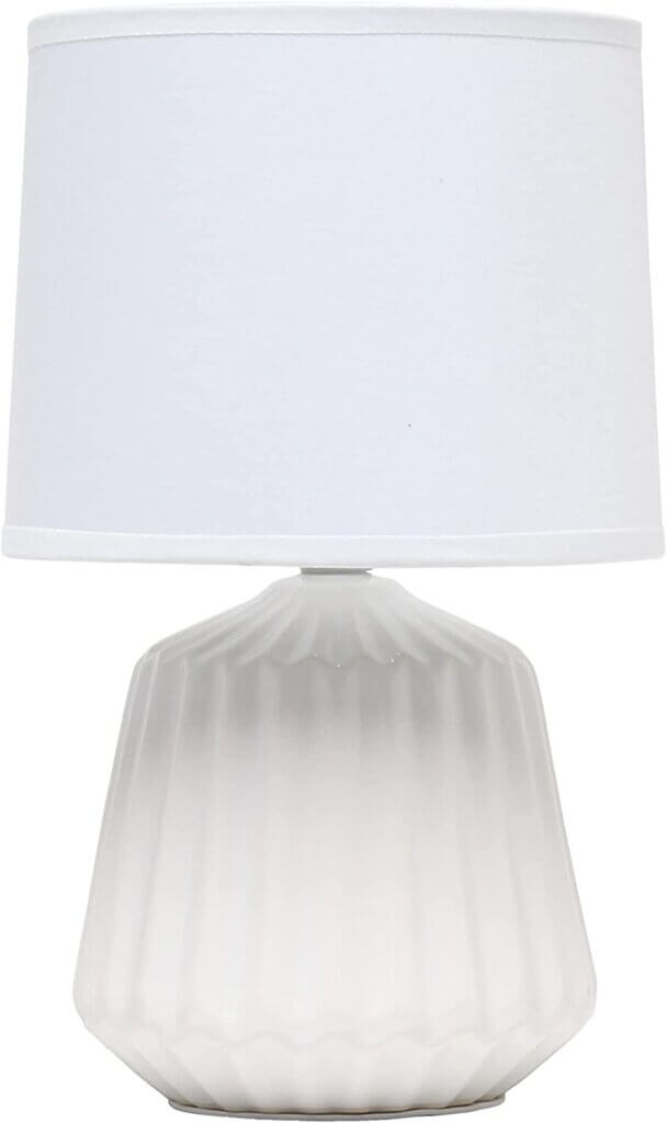 Small white ceramic lamp base with white shade