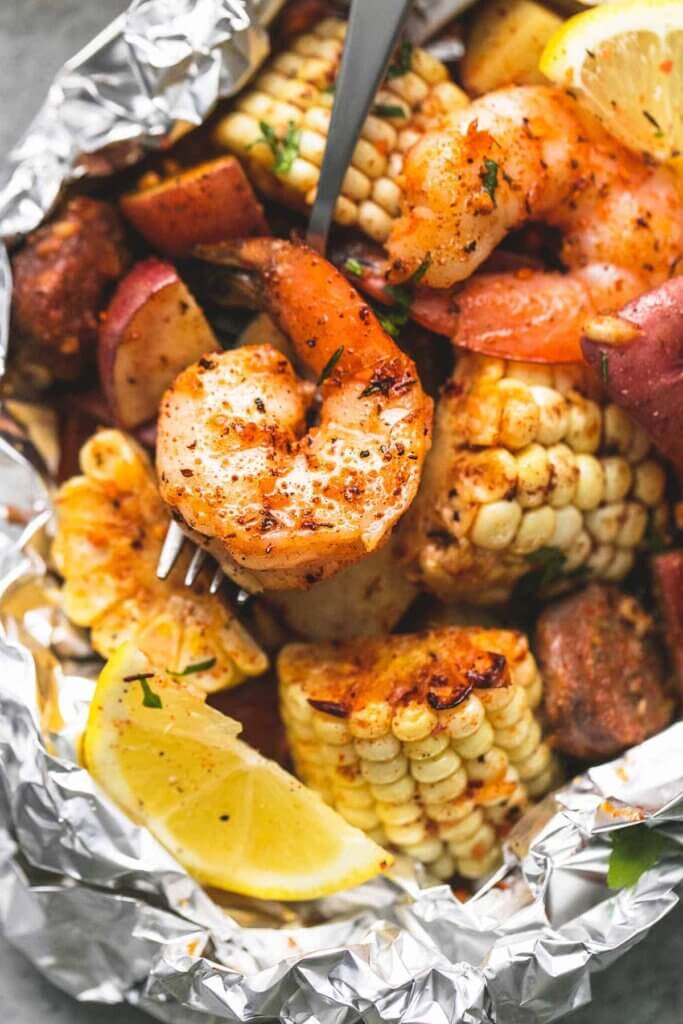 In New & Notable Mentions 4/1/23, this is a recipe for Shrimp Boil Foil Packs recipe