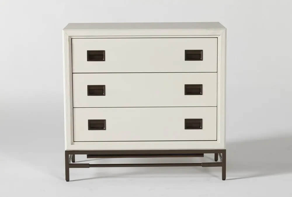 In The Quest For A Dresser, this is a white one with black drawer pulls.