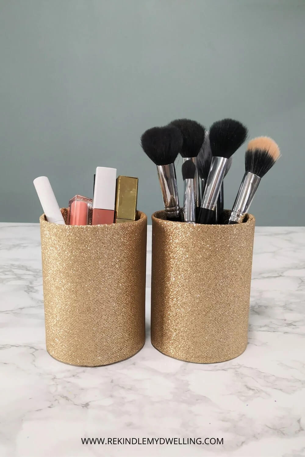 In Frugal Crafts: Don't Throw Out Those Cans, these became makeup organizers