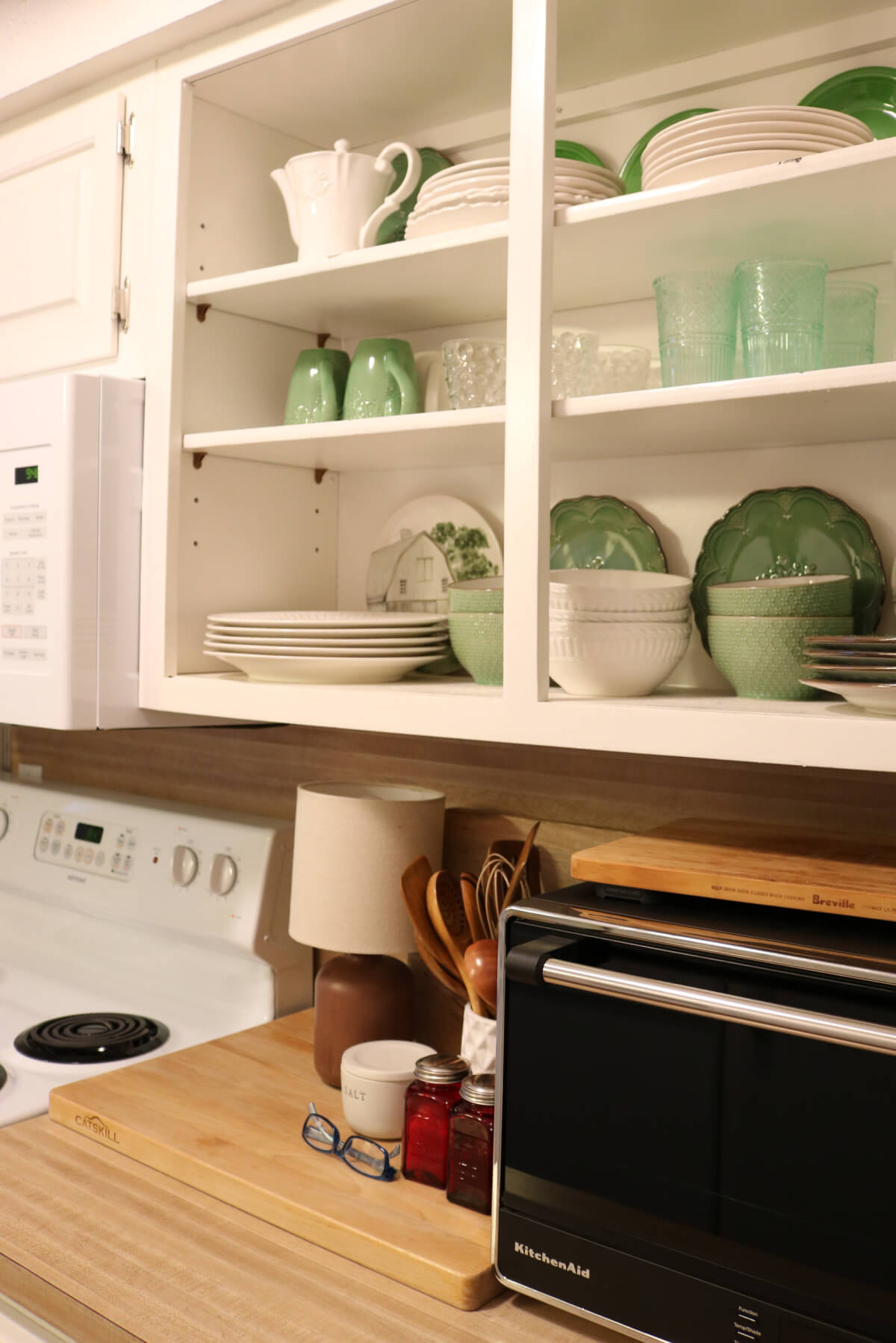 In I've Decorated My Kitchen In A New Color, I'm loving the more muted shades of green and white. 