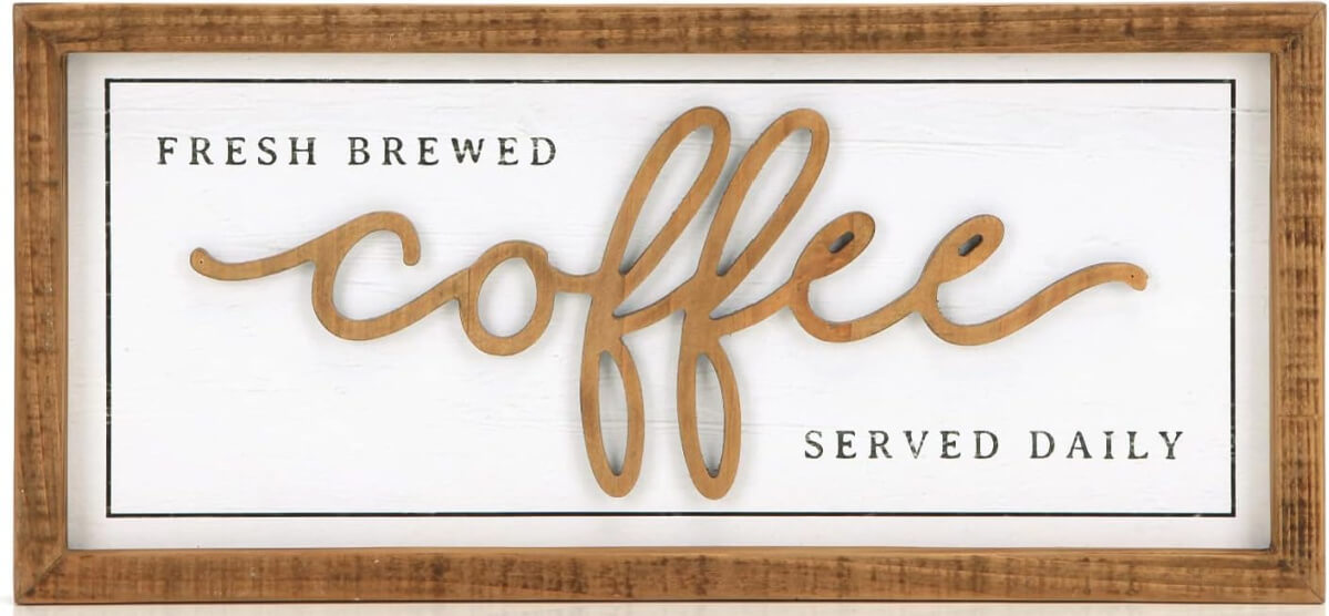 In My Shades Of Green Coffee Bar, this is the coffee sign I ordered from Amazon
