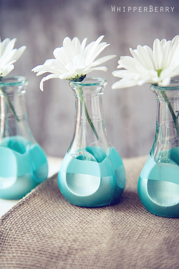In Decorating With Vintage Bud Vases, these bud vases were dipped in paint.