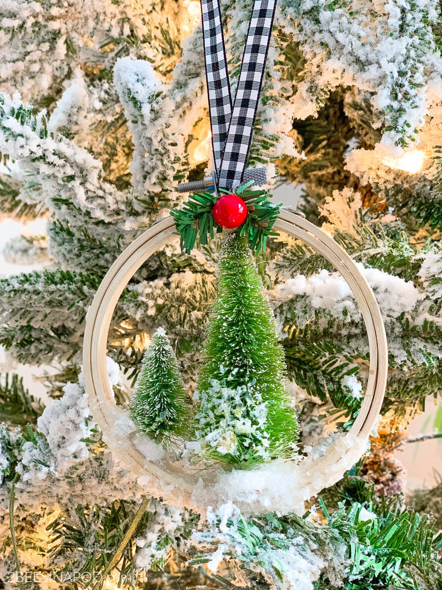 Christmas tree in hanging hoop