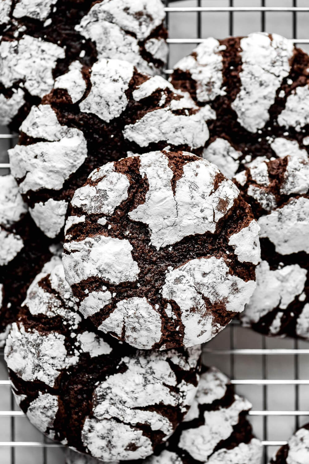 In 10 Classic Christmas Cookies, these are fudgy chocolate crinkle cookies