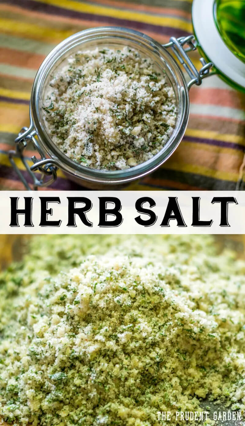 Homemade herb salt recipe with Himalayan salt.