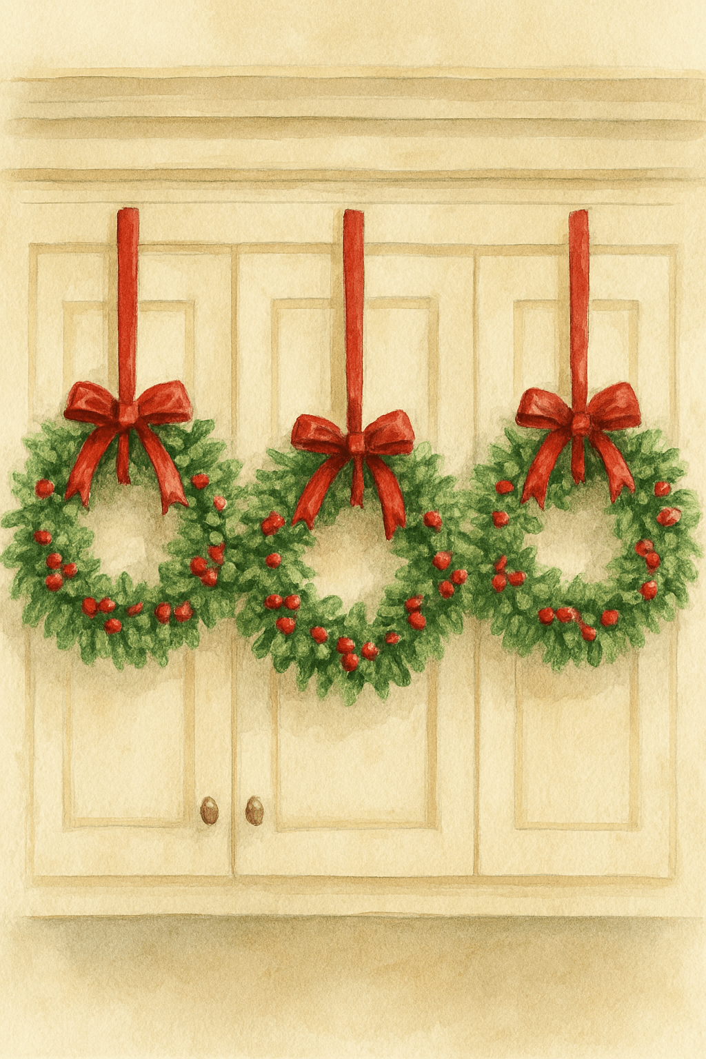 Holiday Wreaths & decor for Your Kitchen Cabinets graphic.