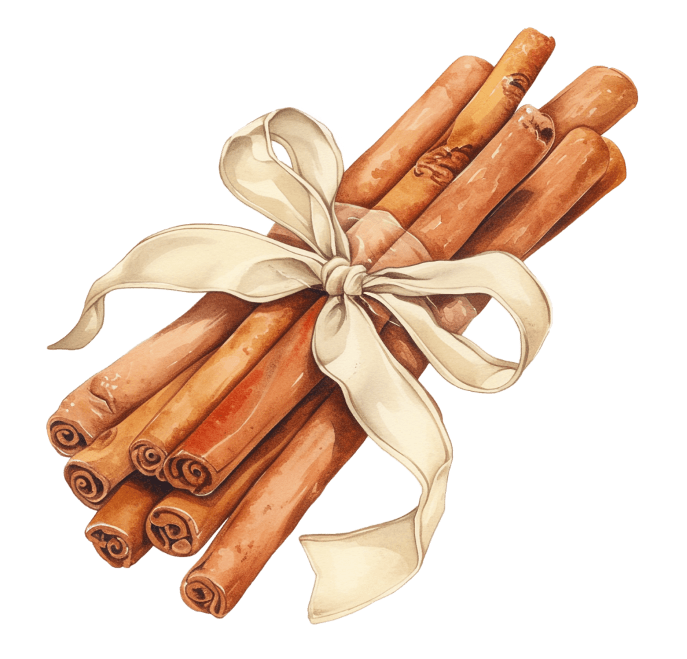 Cinnamon sticks tied with ribbon.