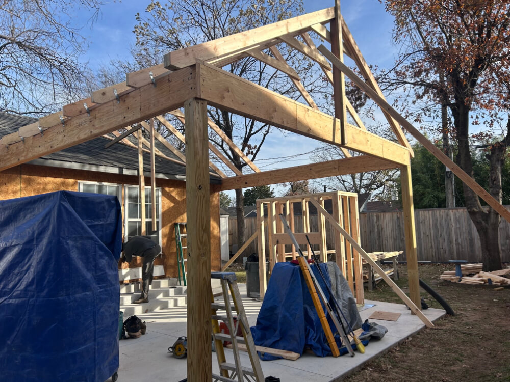 Kendra's patio being built.