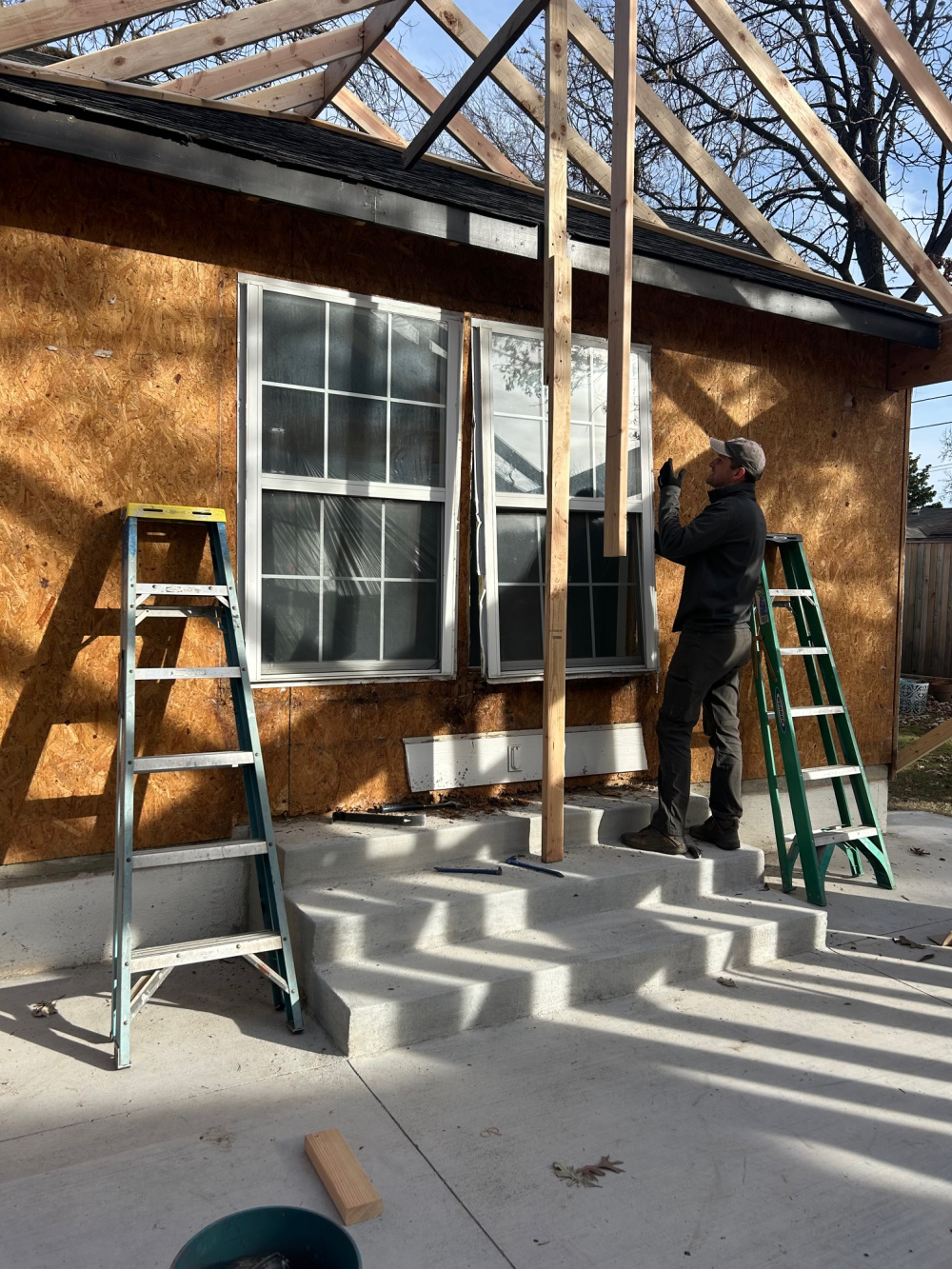 Closer photo of Kendra's patio currently under construction.