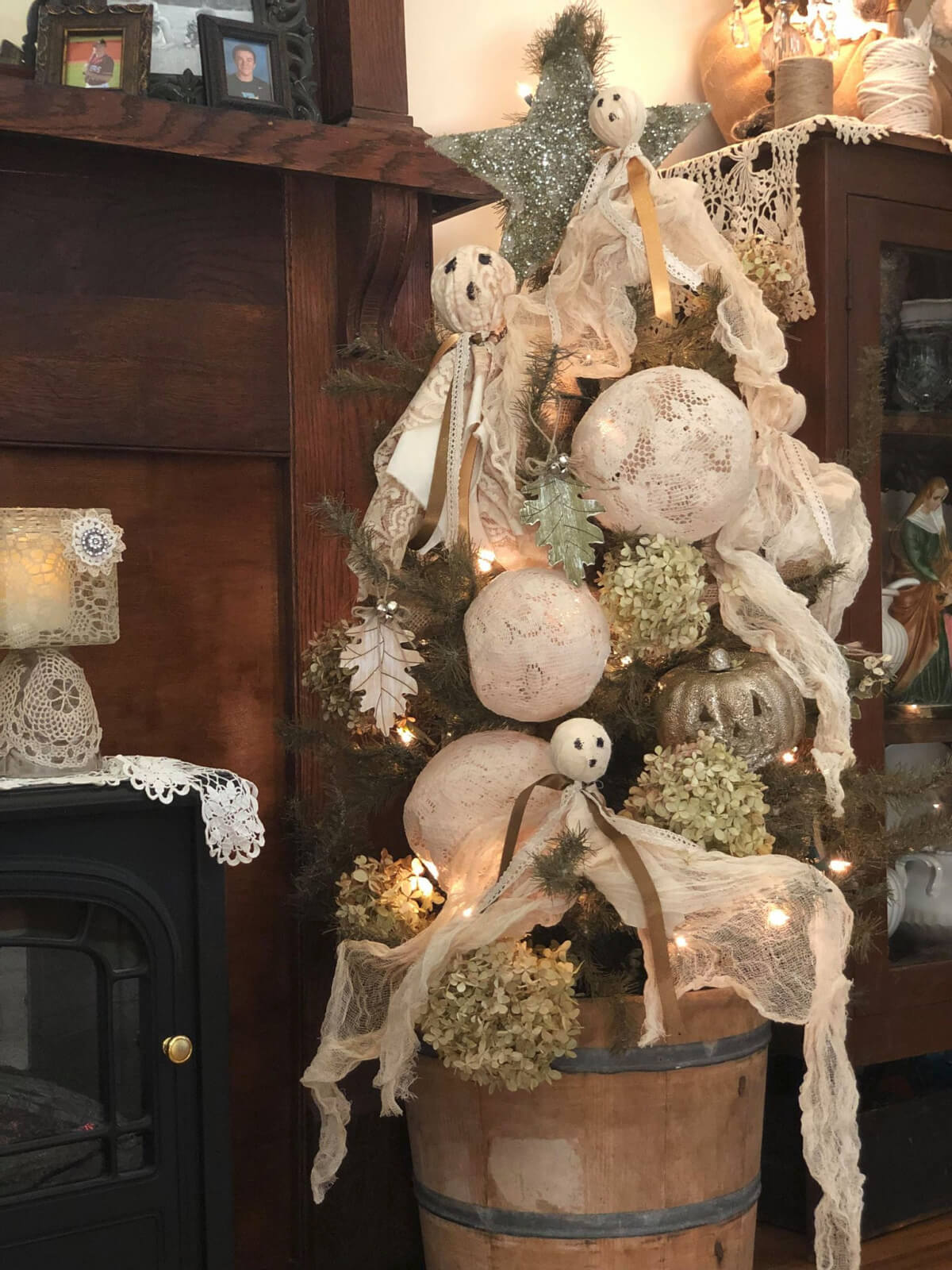 Ideas for year round Christmas trees could include this spooky Halloween tree all dressed in neutral colors.