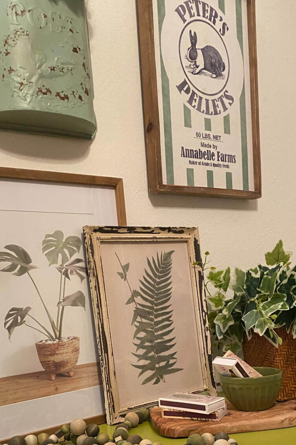 Welcome spring into your home with rabbit signs, and any botanical prints you might have.