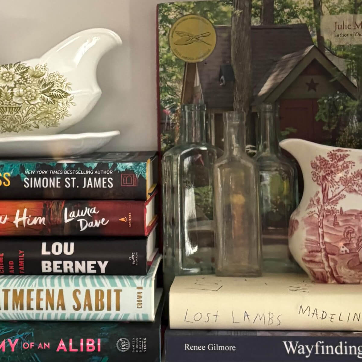 Decor on one of the shelves.