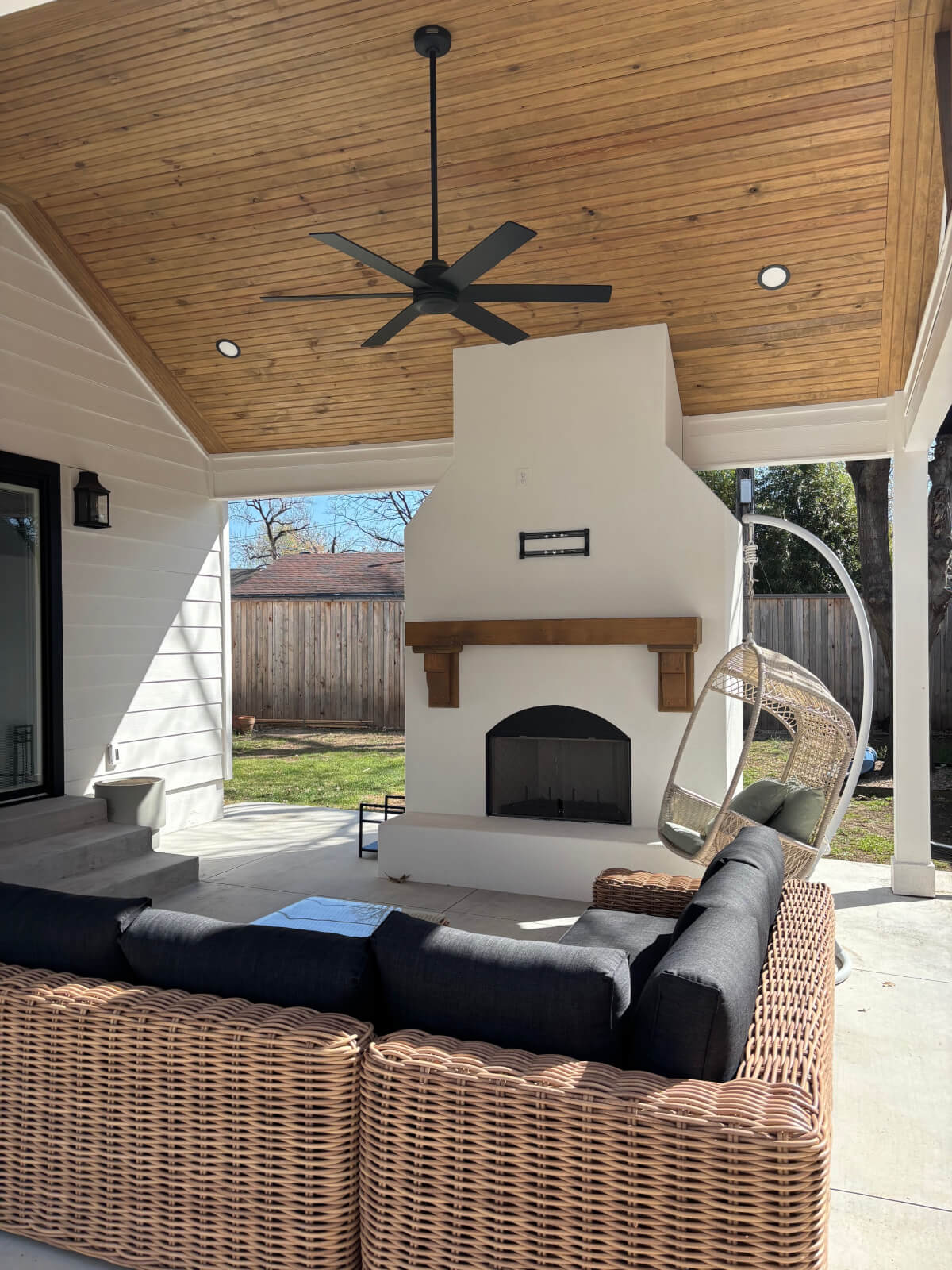 Kendra's Patio Addition is Finally Built and it includes a fireplace.