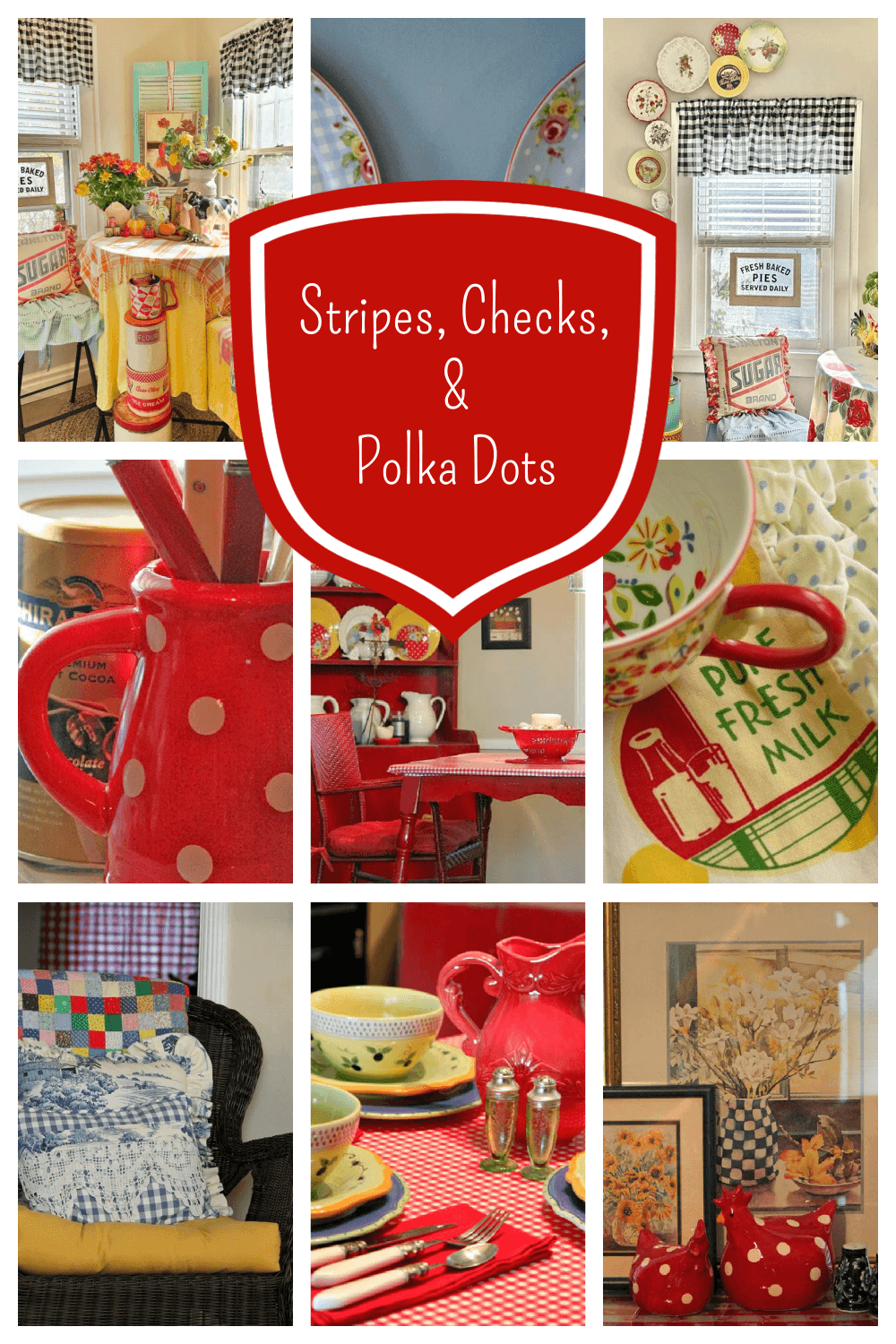 Stripes, checks, and polka dots collage.
