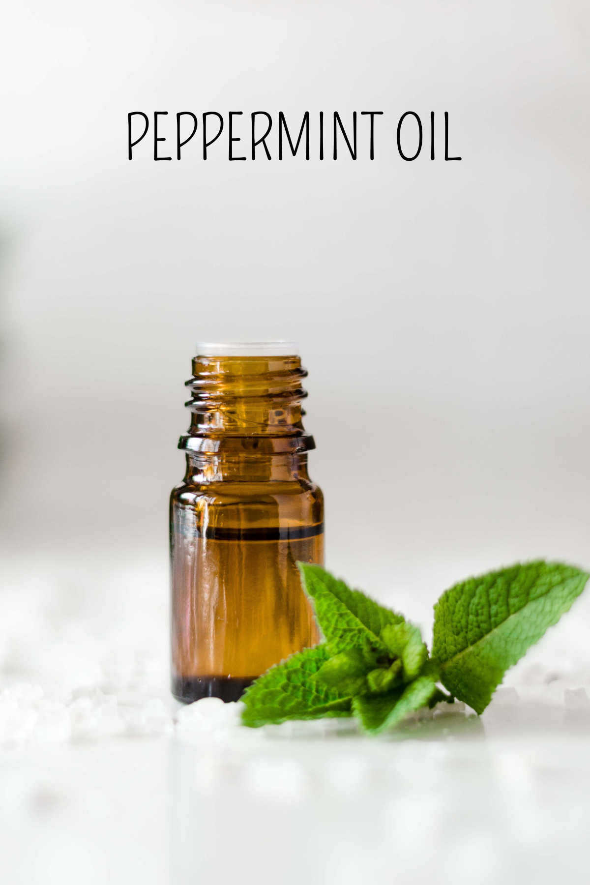 Peppermint oil in a bottle.