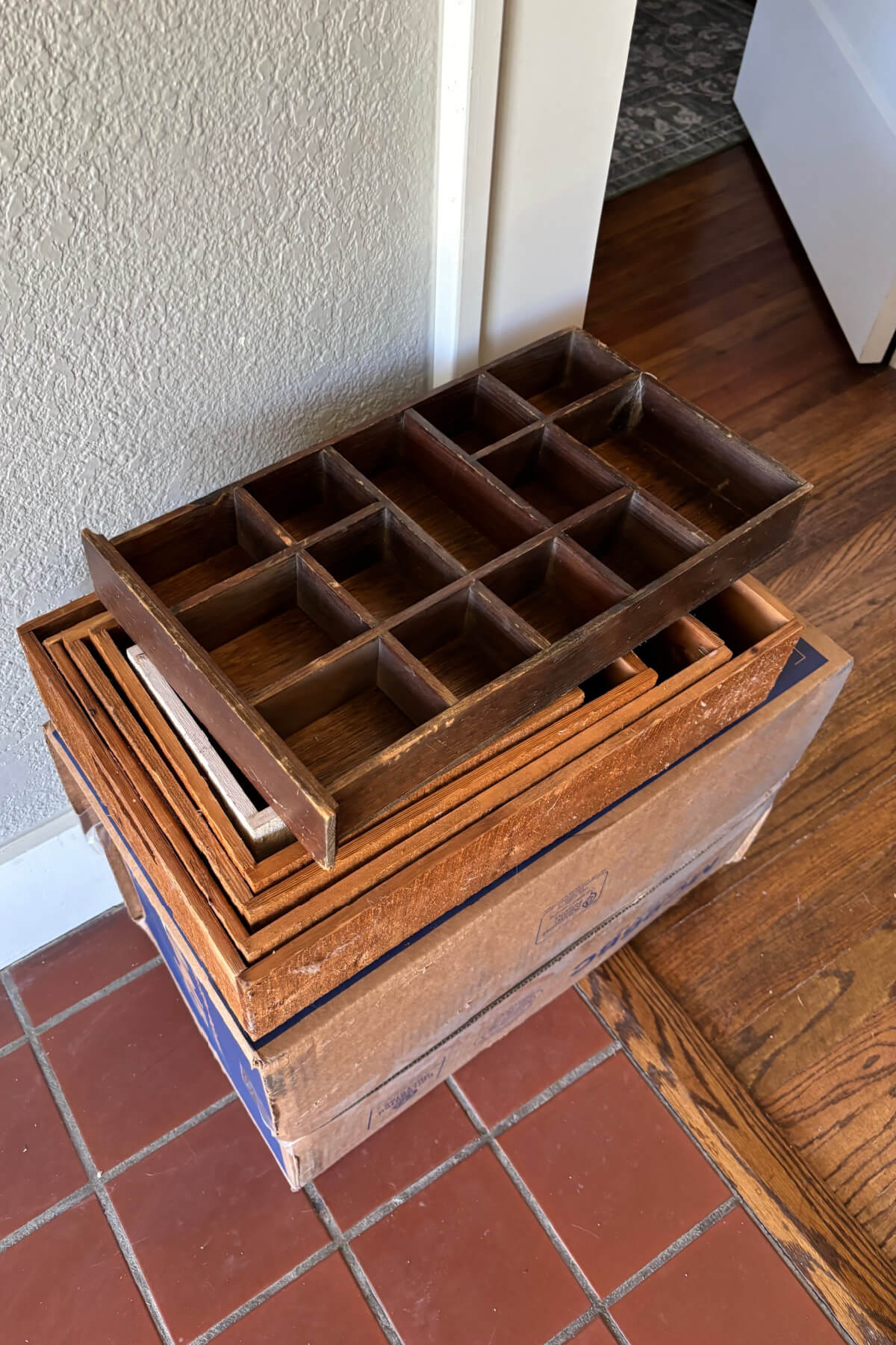 Wooden boxes.