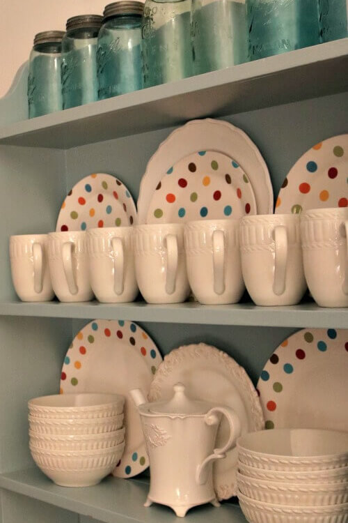 Checks, polka-dots, & stripes look great in my blue cupboard.
